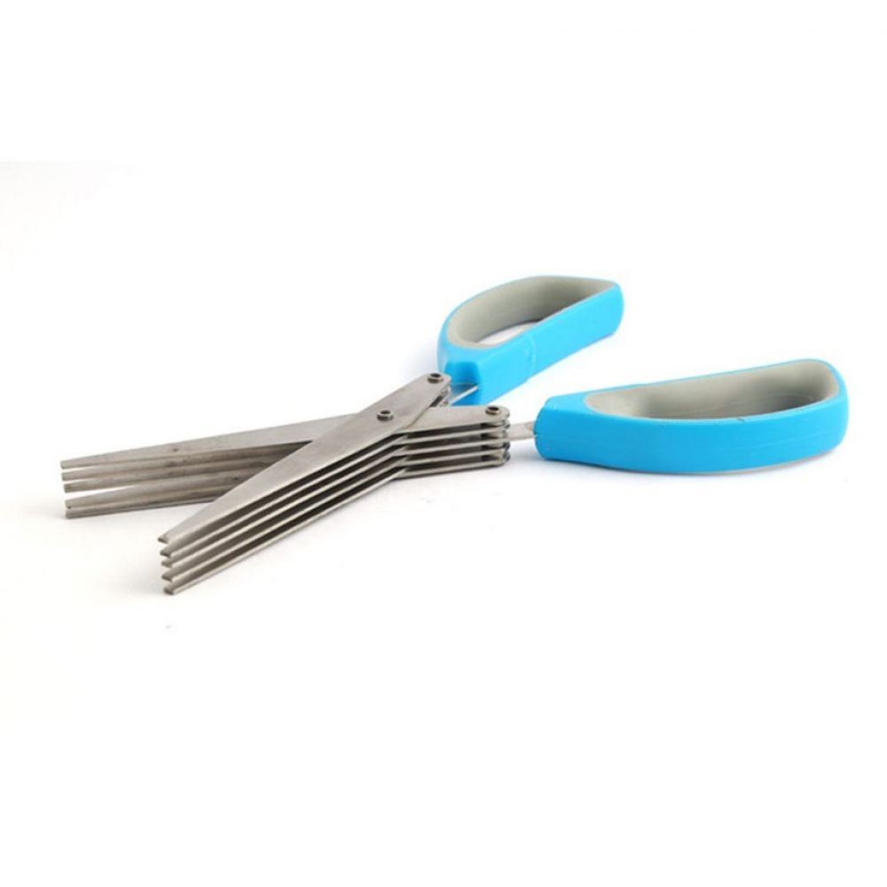 Combo of 1 Stainless Steel 5 Layers Kitchen Scissor - 1 Cleaning Brush